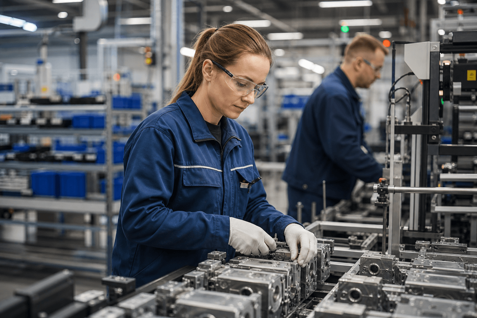Qualified professionals working in a modern manufacturing environment